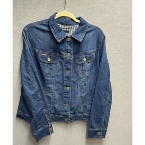 ISAAC MIZRAHI Live Woman’s Denim Short Denim Jean Jacket Size 12 QVC